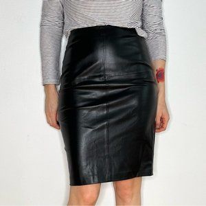 Mango Faux Leather Black Pencil Skirt